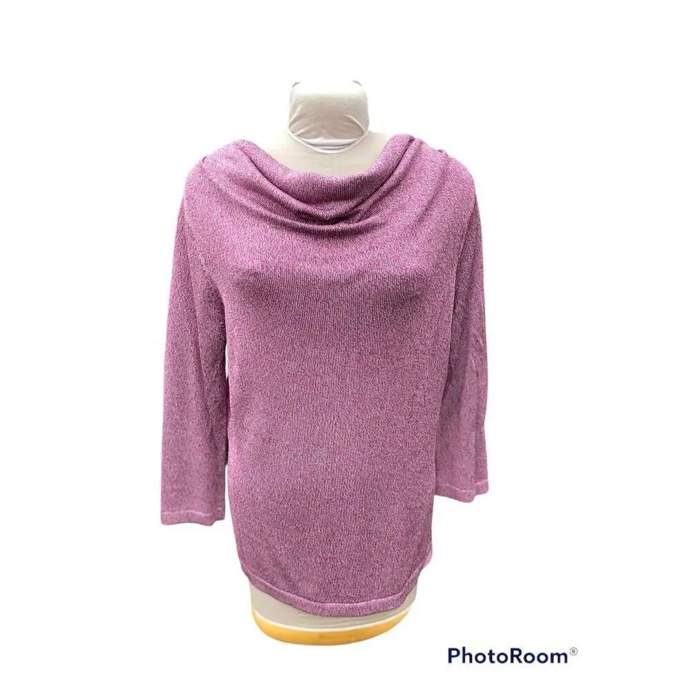 Jones New York Cowl Neck Sweater 3/4 Sleeves Size L Pink